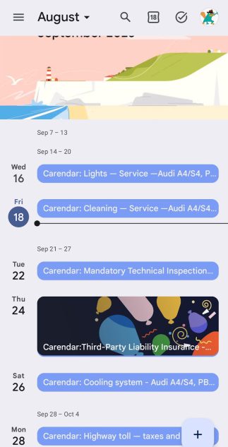 Deadlines from Carendar, lined up in Google Calendar