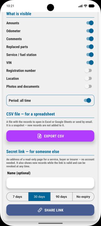 Choosing what they see, the CSV file and the private link